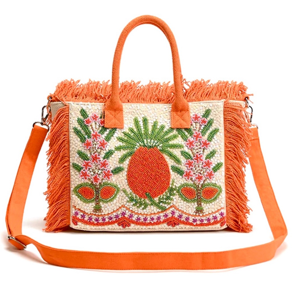 NEW AMERICA AND BEYOND FRINGE FIESTA PINEAPPLE MINI TOTE NWT